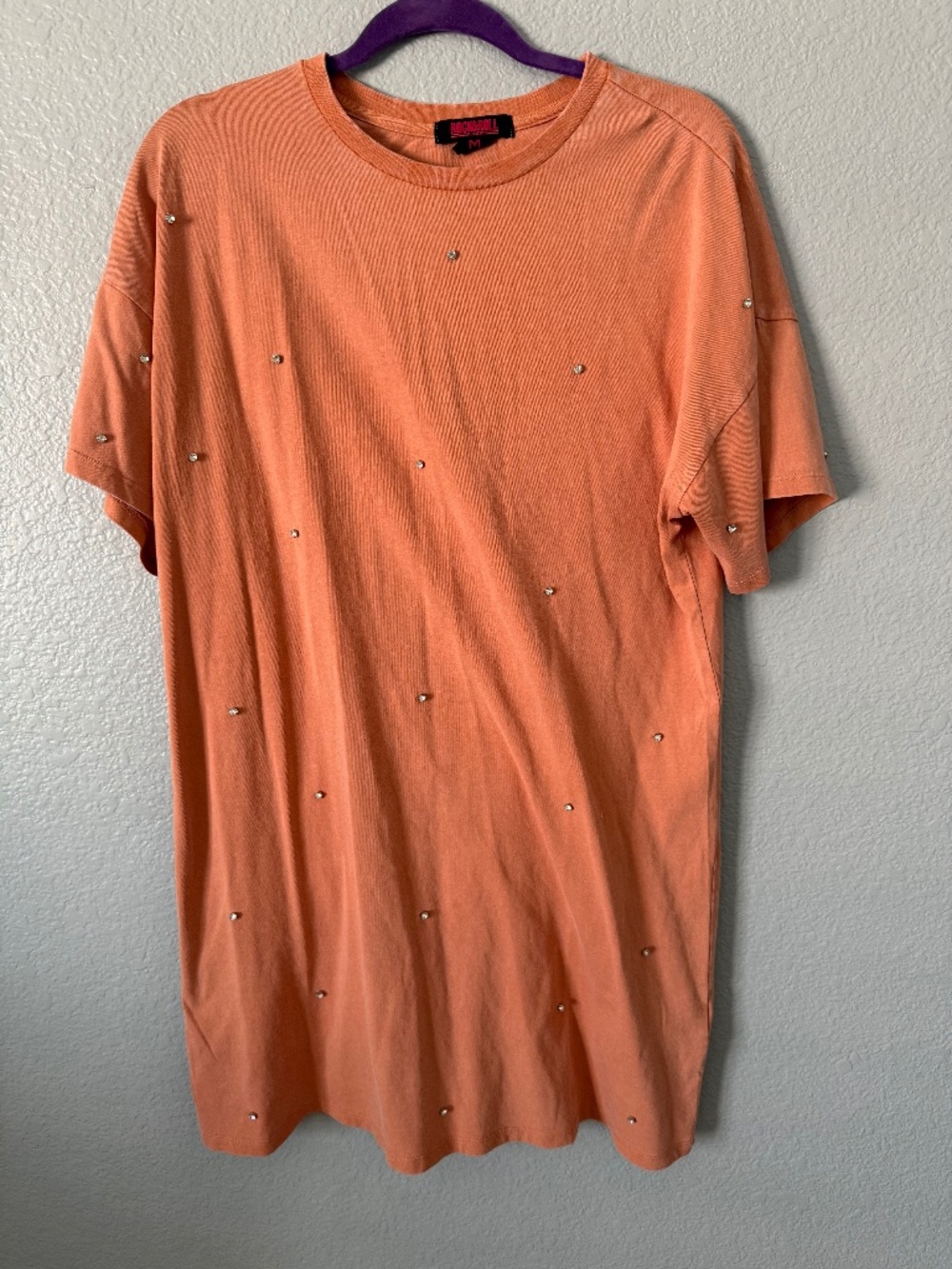Rock & Roll Denim Orange Studded Mini Dress Size M